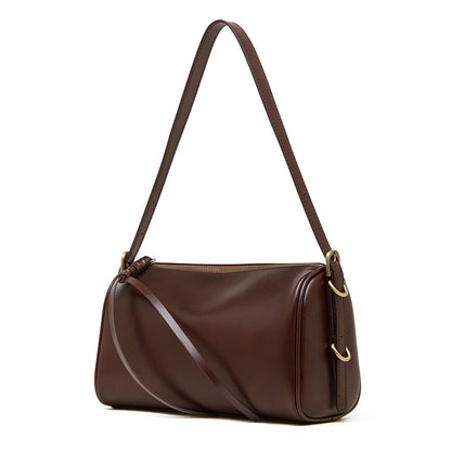 Cowhide Leather Small Crossbody Bag with Adjustable Strap in Coffee
