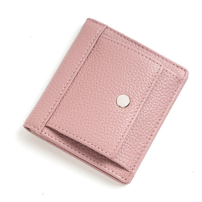 Light pink pebbled cowhide wallet with snap-front pocket