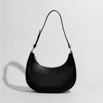 Black crescent hobo shoulder bag with gold-tone hardware