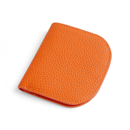 Cowhide Leather Compact Bifold Wallet in Orange