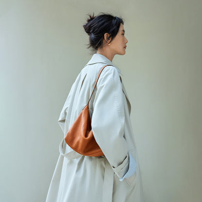 Caramel hobo shoulder bag viewed from behind