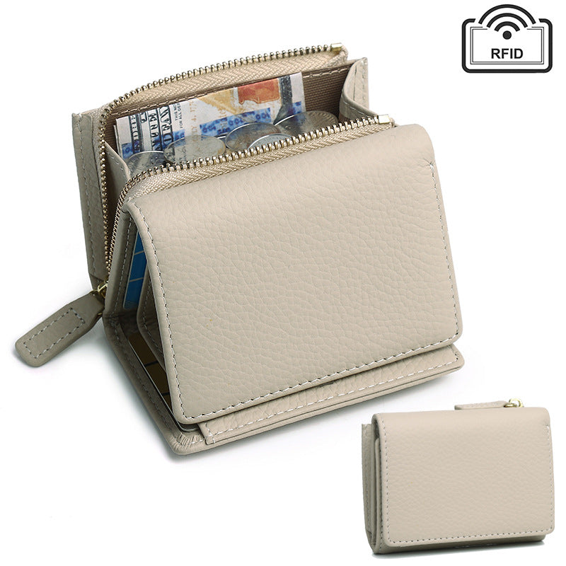 Ivory genuine leather wallet showing coin pocket and cash slots