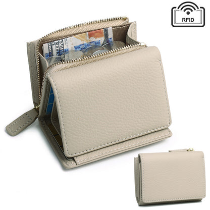 Ivory genuine leather wallet showing coin pocket and cash slots