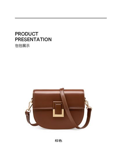 Brown saddle bag product presentation front view