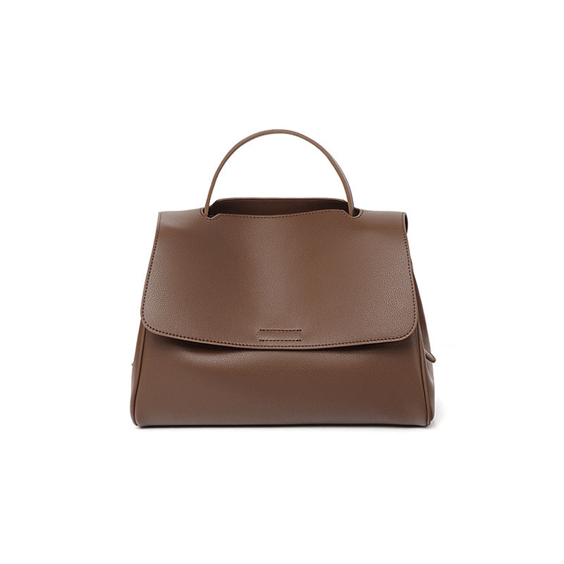 Cowhide Leather Mini Top-Handle Crossbody Bag in Coffee