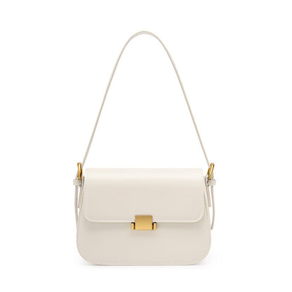 Off-white cowhide leather mini shoulder bag with gold-tone hardware, front view