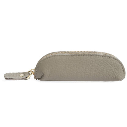 Genuine Leather Mini Coin Pouch with Zipper in Grey