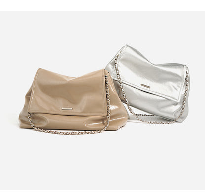 Cowhide Leather Soft Chain Shoulder Bag – Horizontal Tote — group shot with other colourways