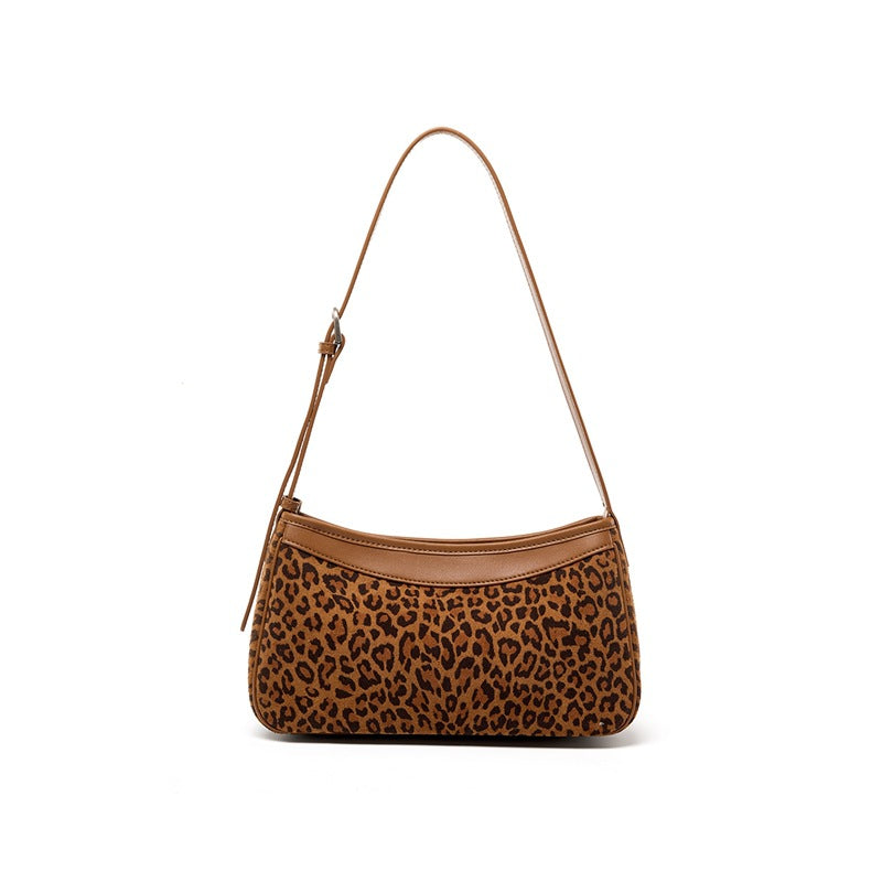 Suede and Cowhide Small Crossbody Bag in Leopard Print