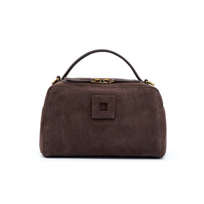 Nubuck Cowhide Small Crossbody Bag – Color Options in Coffee