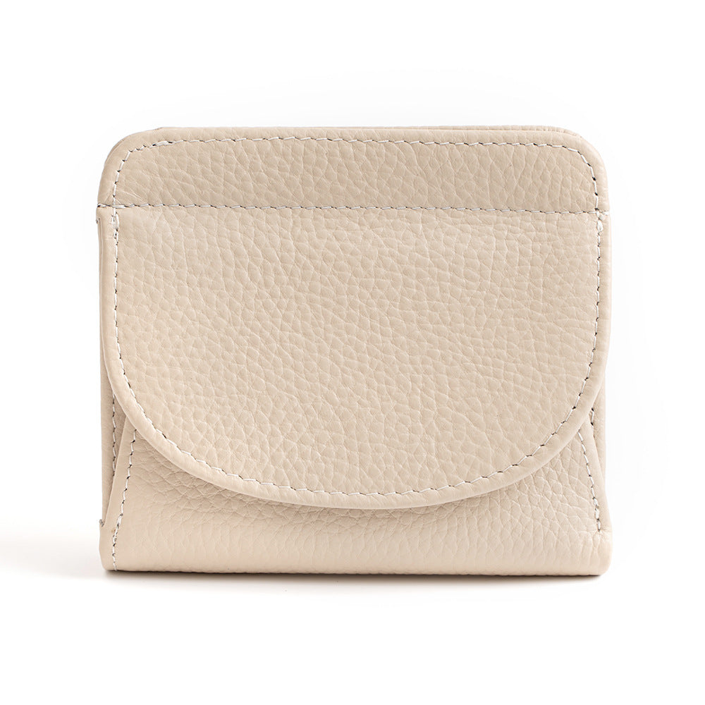 Ivory leather card holder wallet on white background