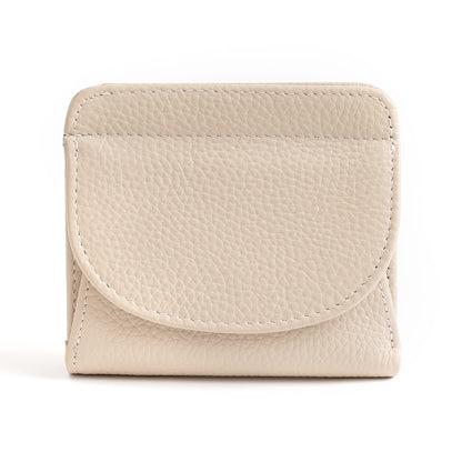 Ivory leather card holder wallet on white background