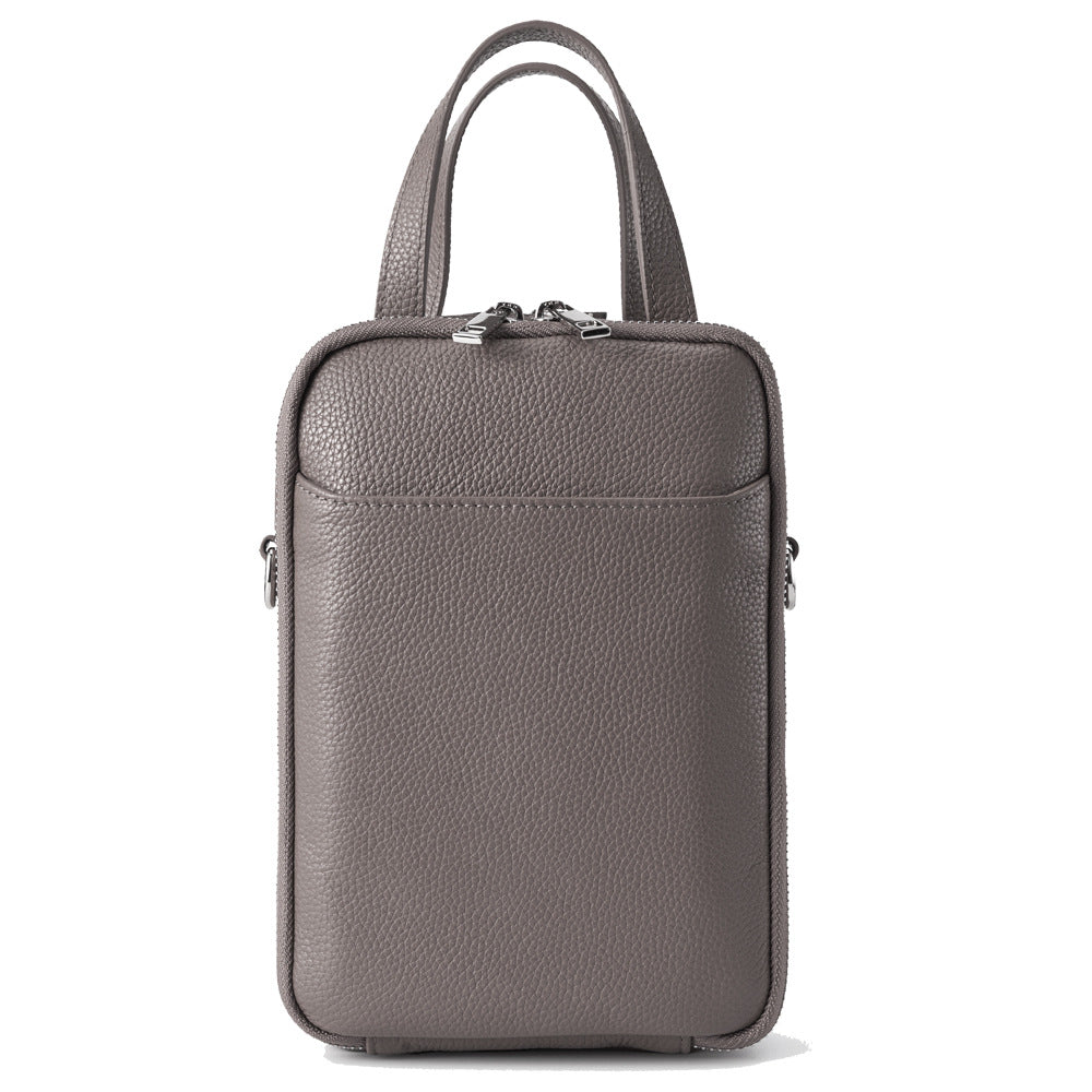Cowhide Leather Vertical Phone Crossbody Bag – Color Options in Dark Grey