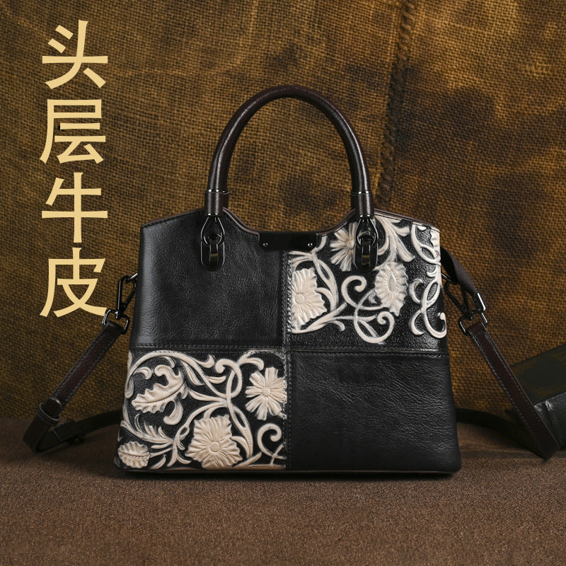 Top-Grain Cowhide Small Plus Crossbody Bag in Black