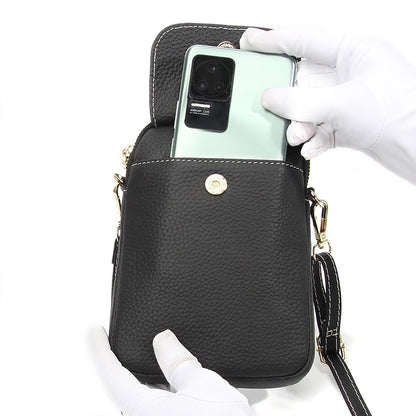Top-Grain Cowhide Leather Mini Crossbody Phone Bag