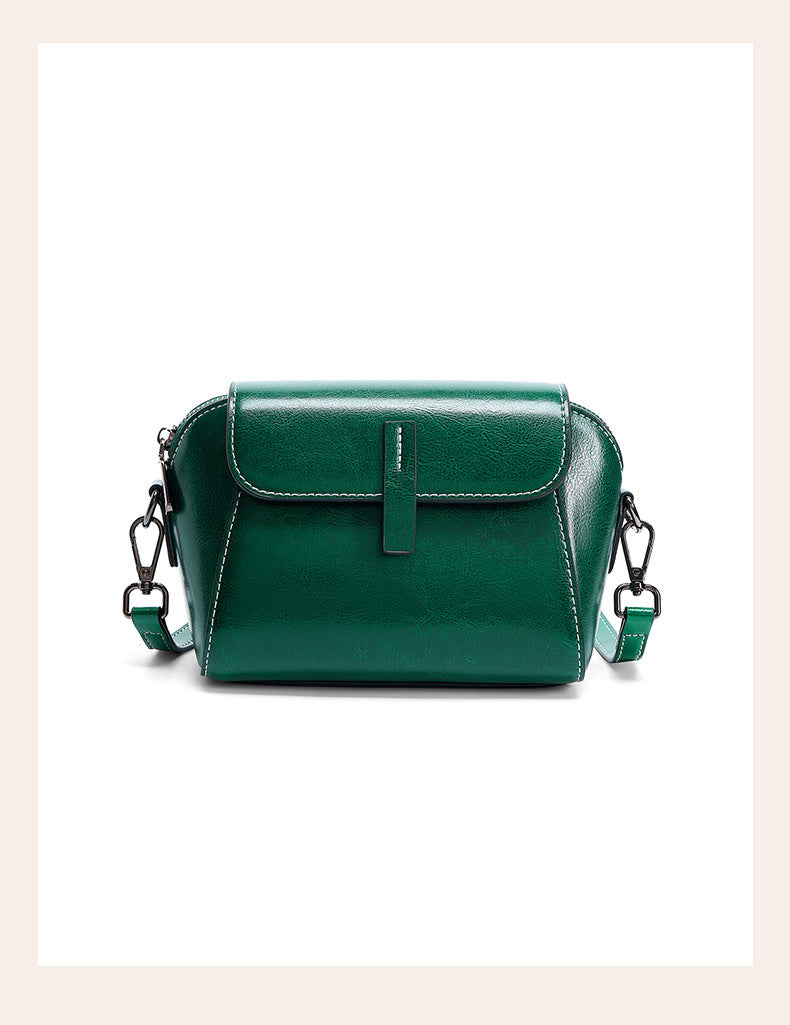 Cowhide Oil-Wax Leather Mini Crossbody Bag