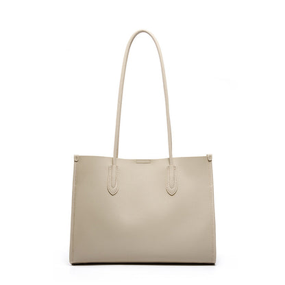 Salt beige soft cowhide leather tote bag with minimalist design