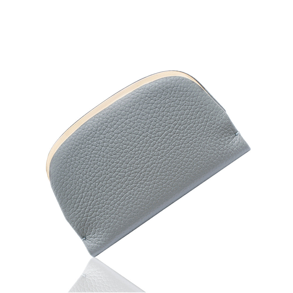 Top-Grain Cowhide Coin Purse in Light Blue