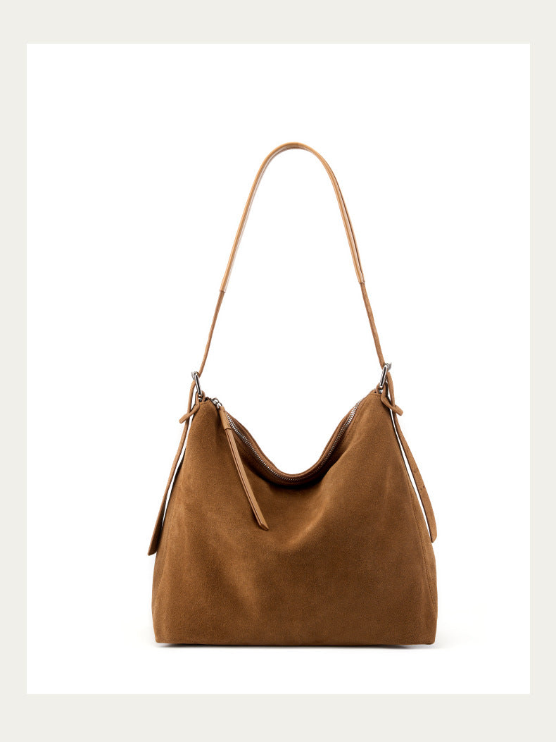 Front view of the caramel tote on a white background