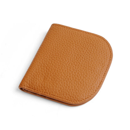 Cowhide Leather Compact Bifold Wallet in Coffee