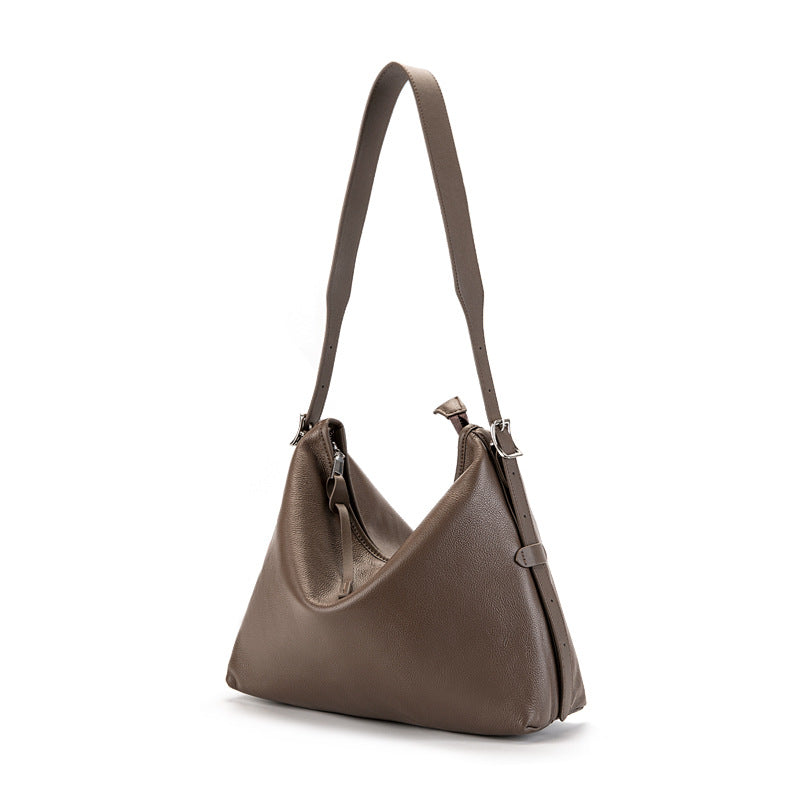 Havana leather shoulder bag on white background
