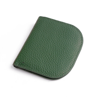 Cowhide Leather Compact Bifold Wallet in Dark Green
