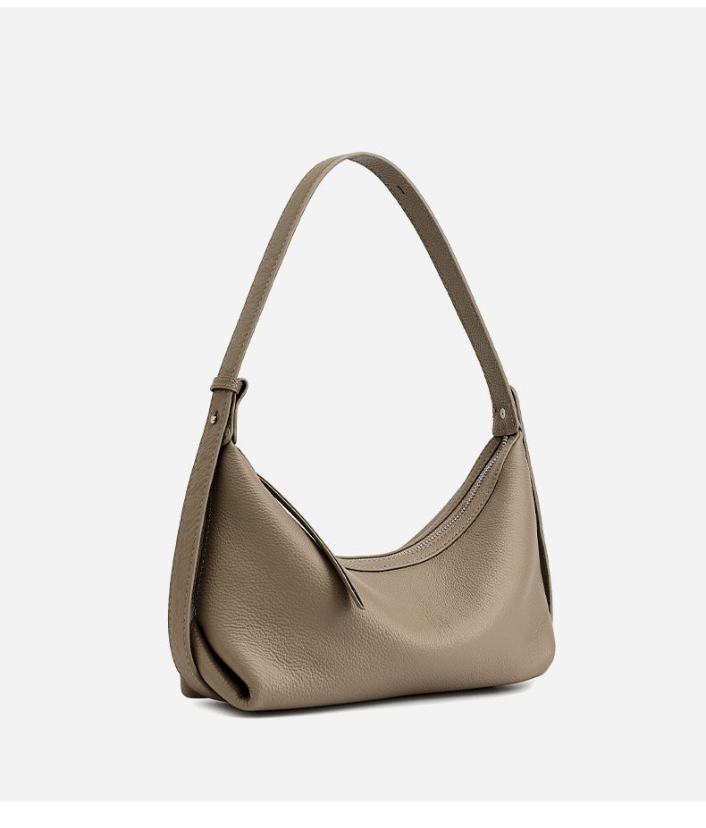 Studio shot of elephant grey hobo bag