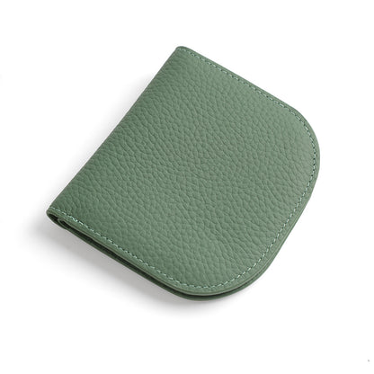 Cowhide Leather Compact Bifold Wallet in Jade Green