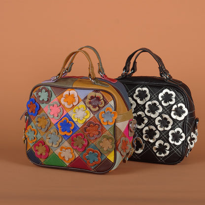 Open bag showing polyester lining and interior zip and slip pockets