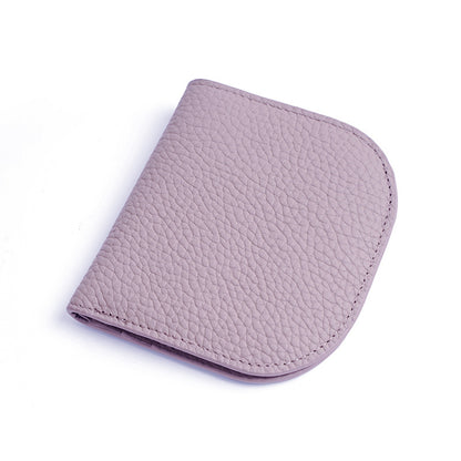Cowhide Leather Compact Bifold Wallet in Light Purple