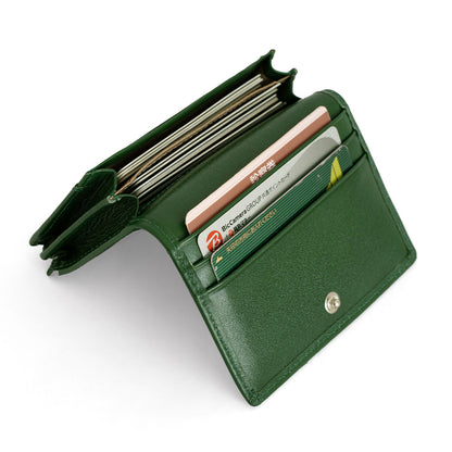 Genuine Leather RFID-Blocking Card Holder Wallet in Light Green