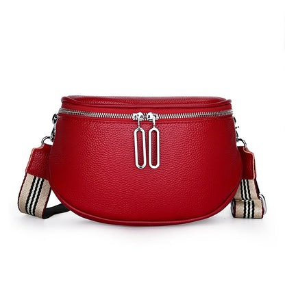 Burgundy cowhide crossbody bag with zip top