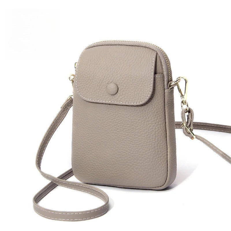 Top-Grain Cowhide Leather Micro Crossbody Phone Bag
