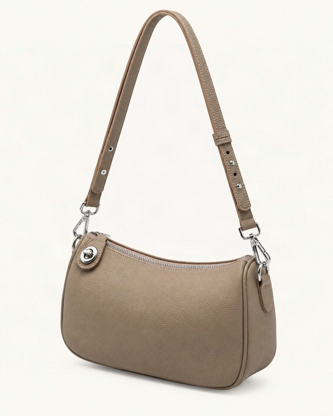 Pebbled Cowhide Leather Crossbody Bag — front three-quarter view on a warm white background