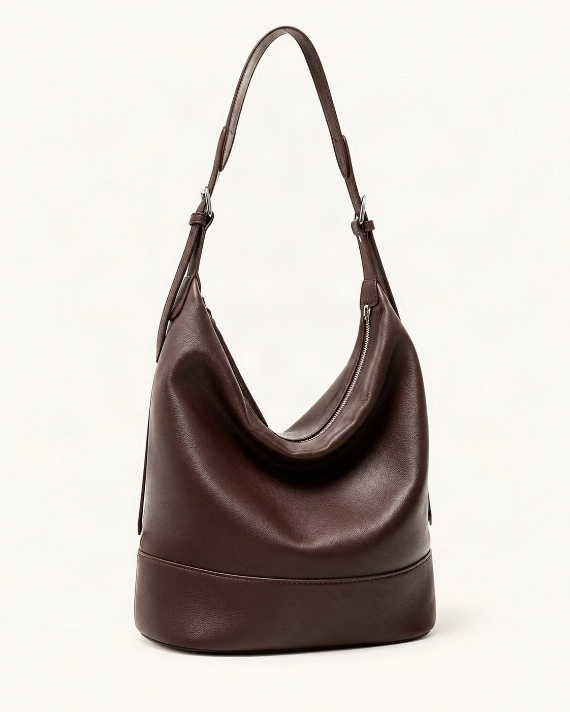 Lambskin Small Shoulder Bucket Bag — front three-quarter view on a warm white background