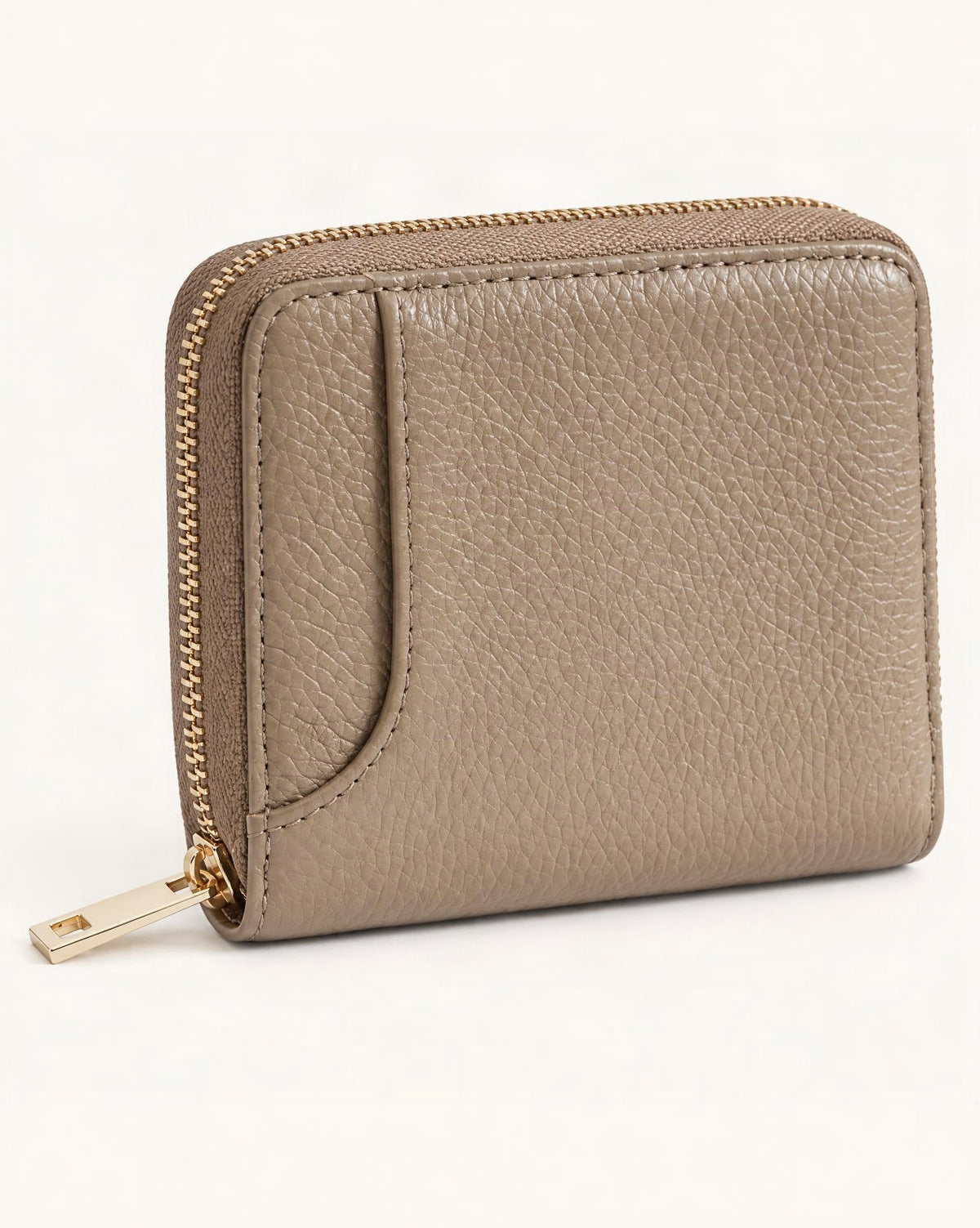 RFID-Blocking Pebbled Cowhide Wallet & Key Holder — front three-quarter view on a warm white background