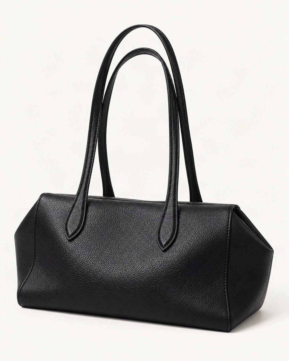 Top-Grain Cowhide Small Plus Shoulder Tote Bag — front three-quarter view on a warm white background