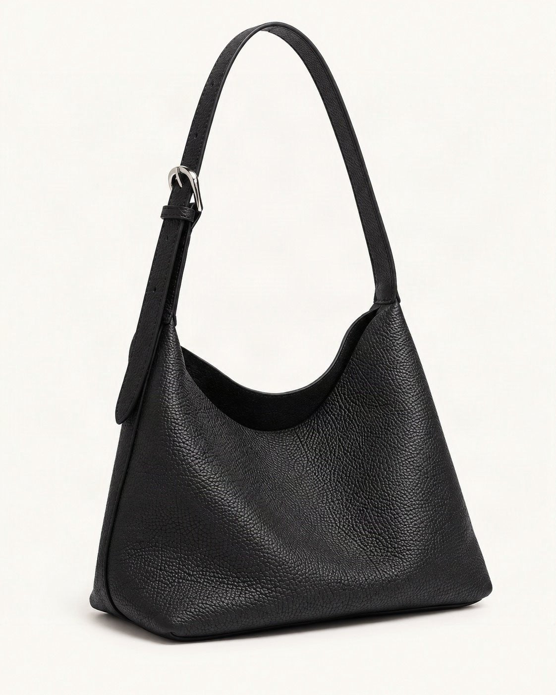 Pebbled Cowhide Small Plus Shoulder Hobo Bag — front three-quarter view on a warm white background