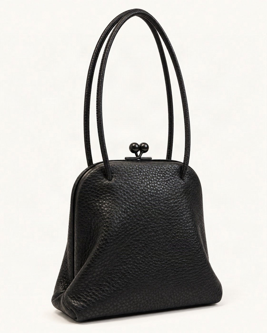 Leather Mini Shoulder Bag — front three-quarter view on a warm white background
