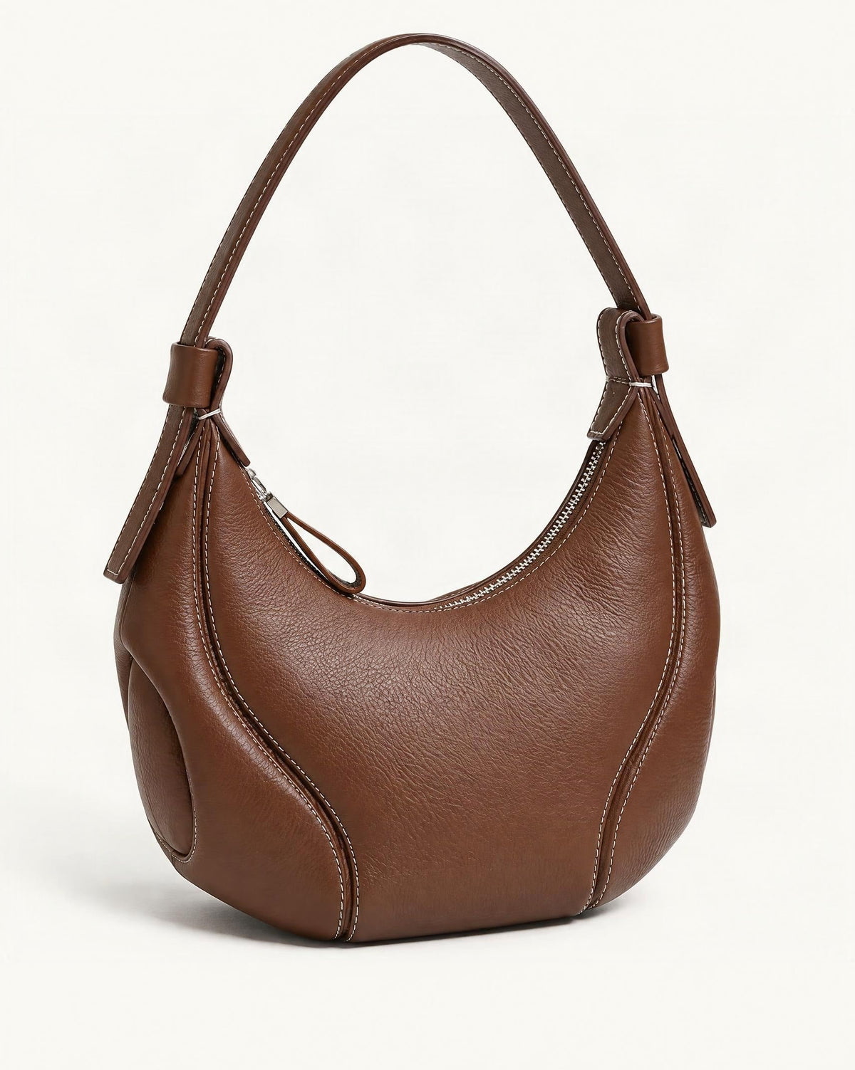 Genuine Leather Underarm Shoulder Bag — front three-quarter view on a warm white background