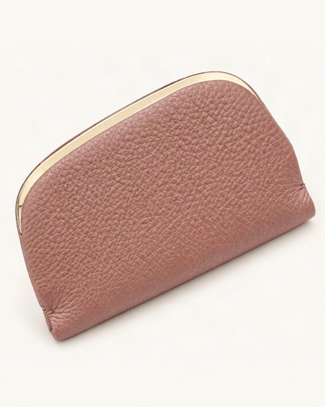 Top-Grain Cowhide Coin Purse — front three-quarter view on a warm white background