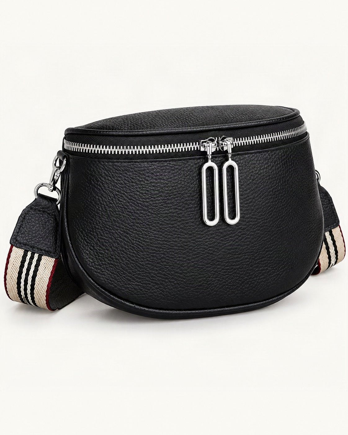 Cowhide Mini Crossbody Bag — front three-quarter view on a warm white background