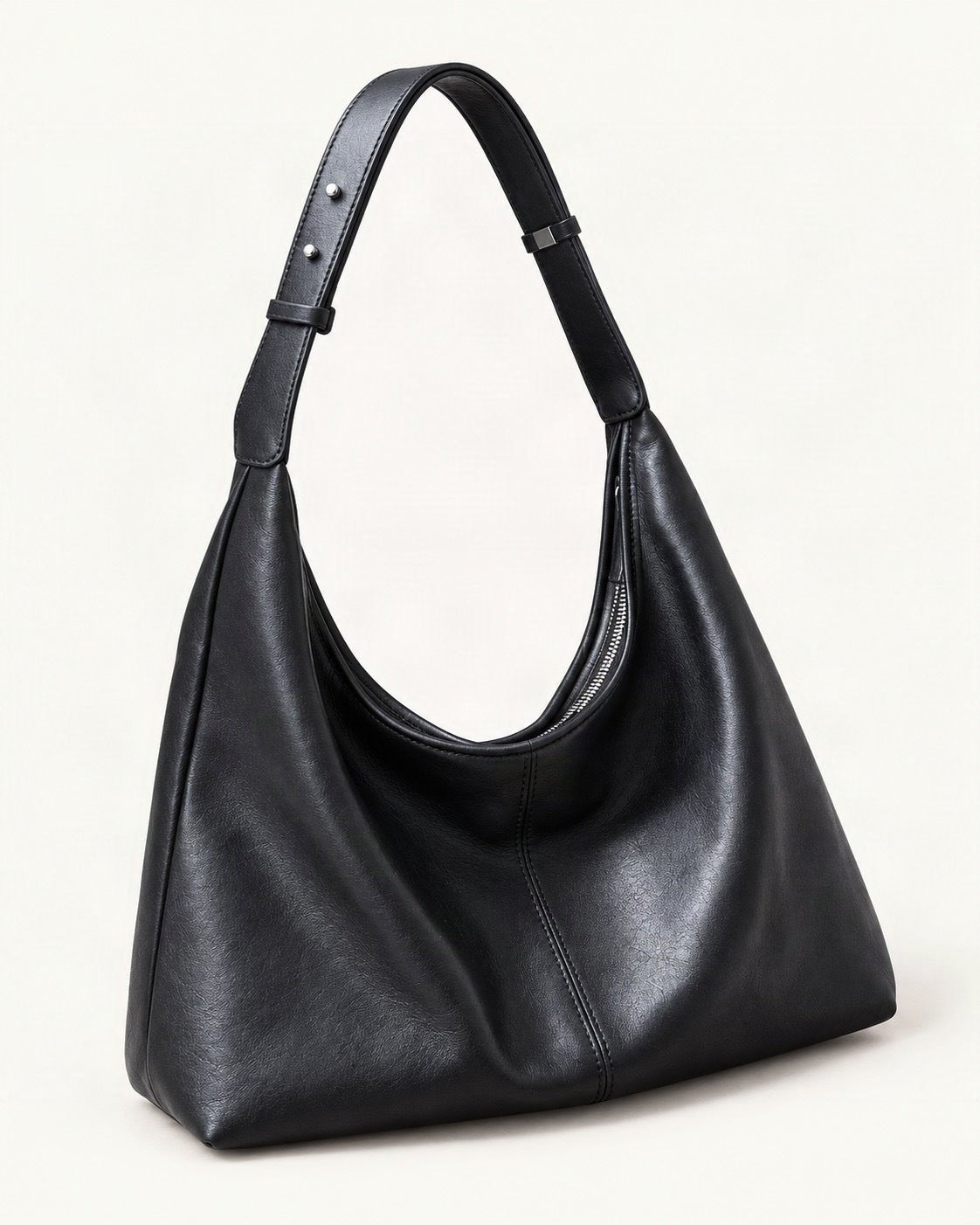 Lambskin Small Hobo Tote Bag — front three-quarter view on a warm white background