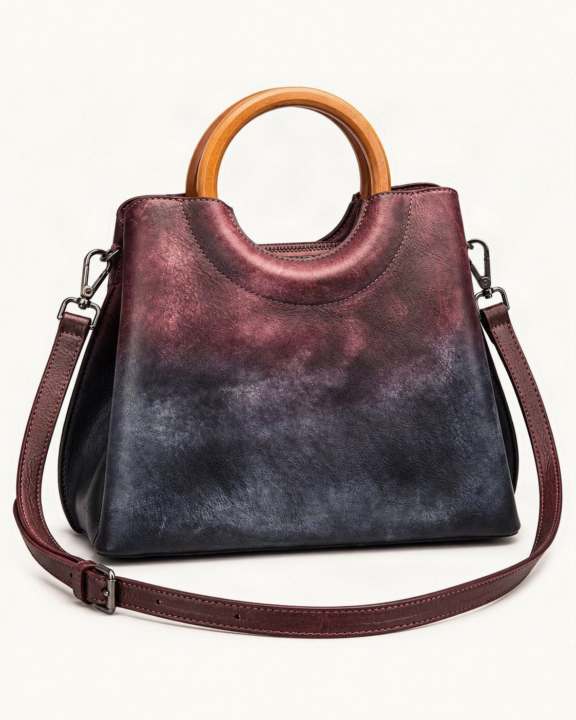 Top-Grain Cowhide Small Plus Top-Handle Crossbody Bag — front three-quarter view on a warm white background
