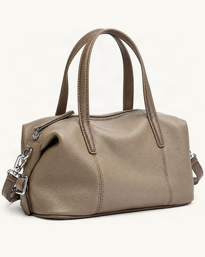 Top-Grain Cowhide Soft Pillow Bag – Retro Boston Crossbody — front three-quarter view on a warm white background