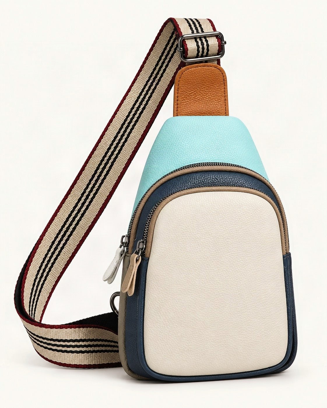 Top-Grain Cowhide Crossbody Sling Bag — front three-quarter view on a warm white background