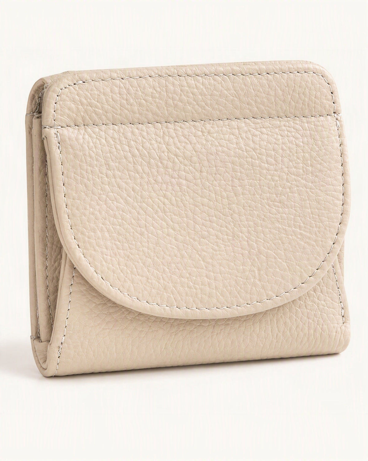 Genuine Leather Bifold Wallet with 8 Card Slots — front three-quarter view on a warm white background