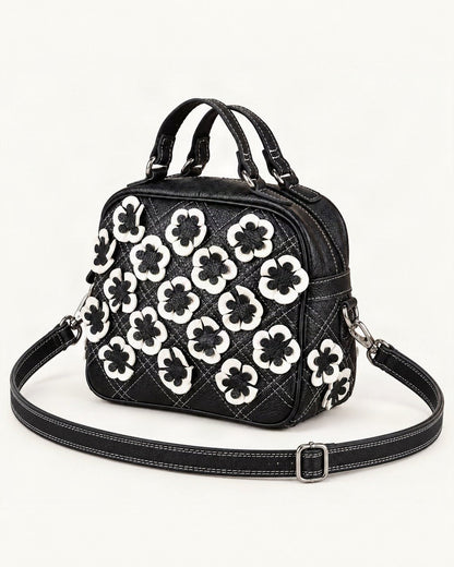 Top-Grain Cowhide Shoulder Crossbody Bag — front three-quarter view on a warm white background