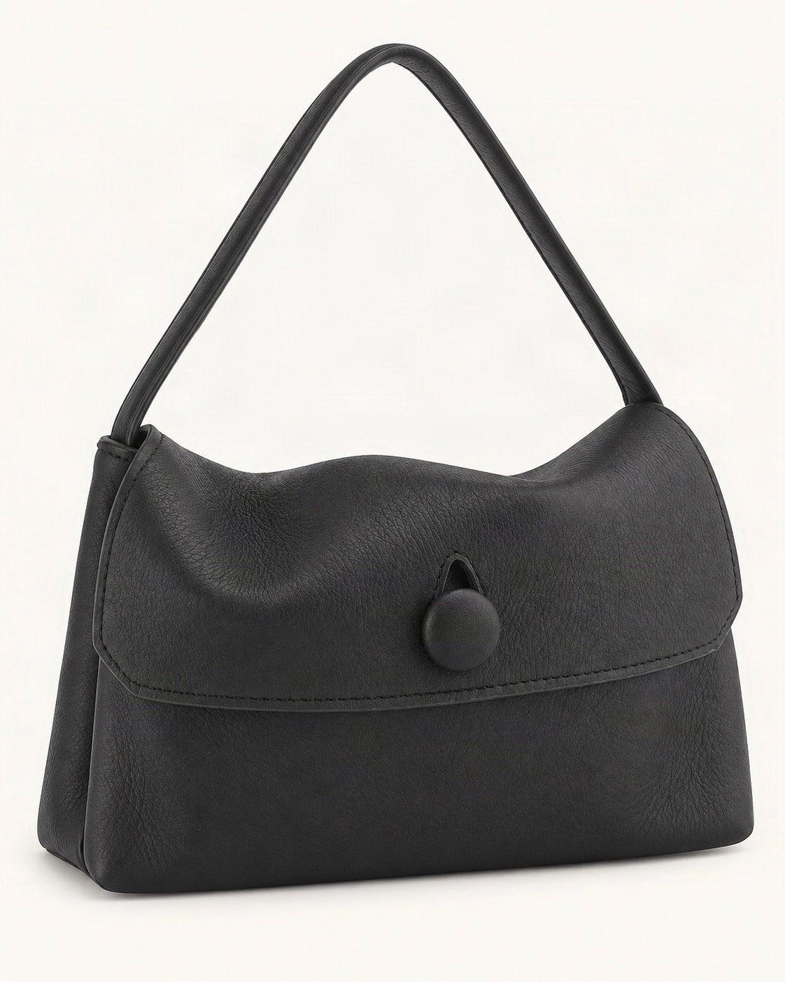 Lambskin Mini Shoulder Bag with Button Flap — front three-quarter view on a warm white background