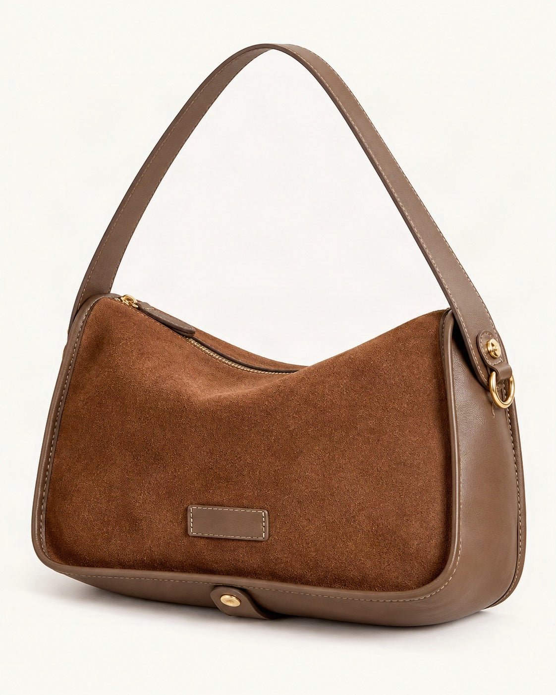Suede Cowhide Small Crossbody Bag — front three-quarter view on a warm white background
